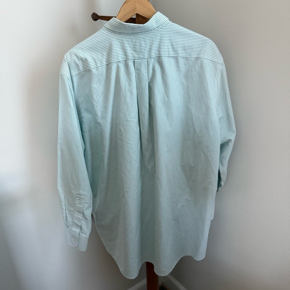 LL Bean Men’s Green and White Striped Cotton Button Down Dress Shirt Size 18-33 - Picture 4 of 4